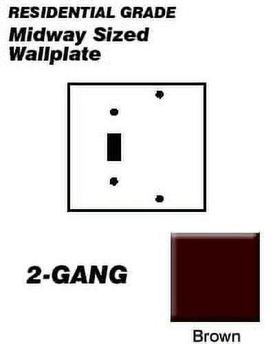 Leviton 80506 Wallplate 2-Gang 1-Toggle 1-Blank Midway Size Plastic - Brown