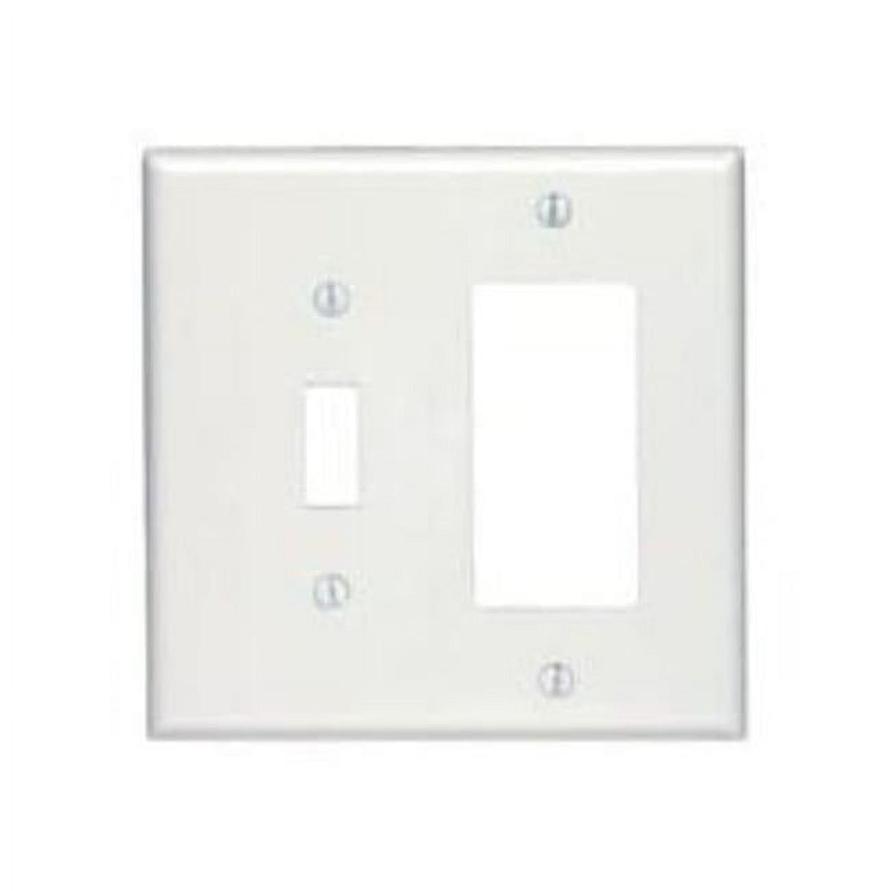 Leviton 80605-W White Midway Two Gang Combination Toggle Switch Decora Wall Plate