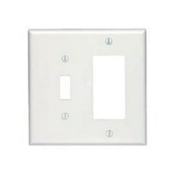 Leviton 80605-W White Midway Two Gang Combination Toggle Switch Decora Wall Plate