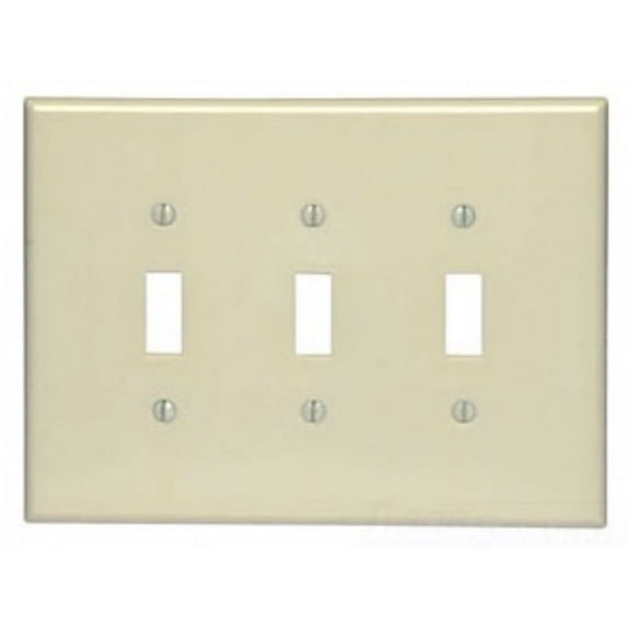 Leviton 86111 3-Gang Toggle Device Switch Wallplate, Oversized, Thermoset, Device Mount, Ivory