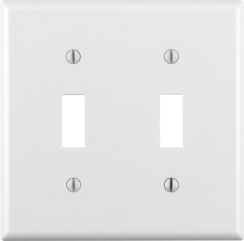 Leviton 2-Gang Plastic Toggle Switch Wall Plate, White