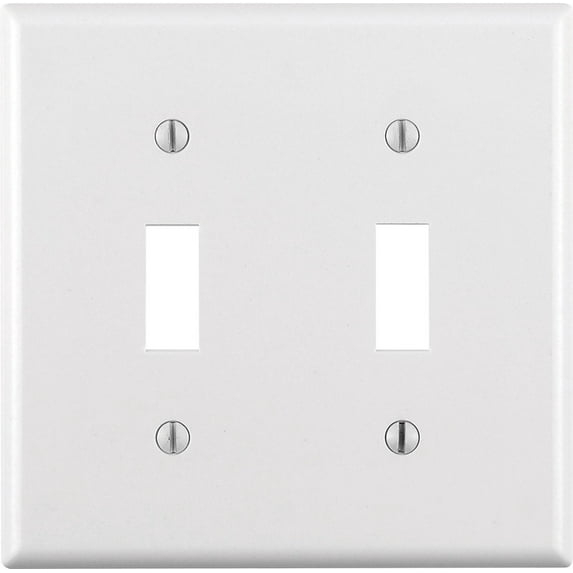 Leviton 2-Gang Plastic Toggle Switch Wall Plate, White