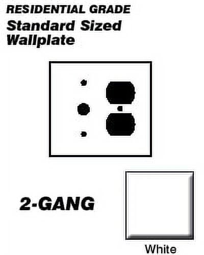 Leviton 88078 Wallplate 2-Gang 1-Duplex 1-Cable .406 Standard Size Plastic - White