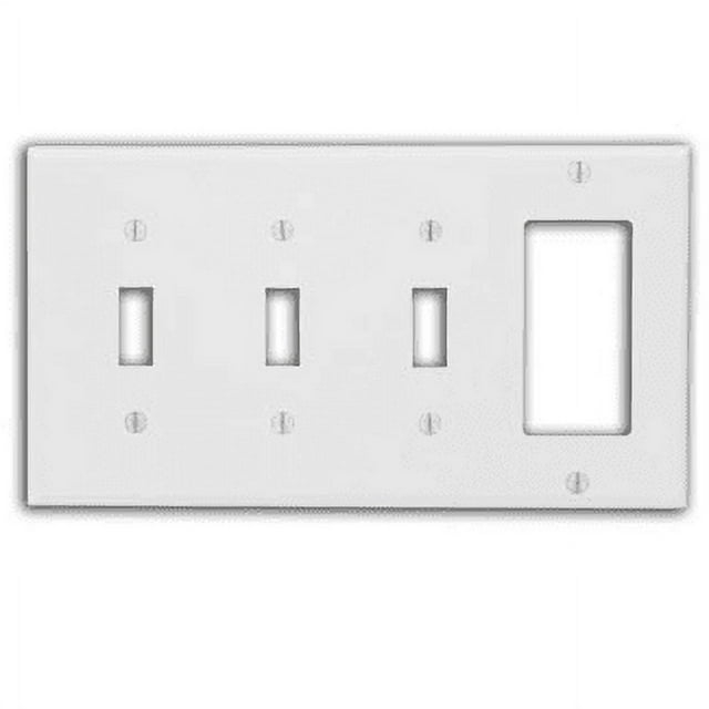 Leviton P326-W Wallplate 4-Gang 3-Toggle 1-Decora Standard Size Plastic - White