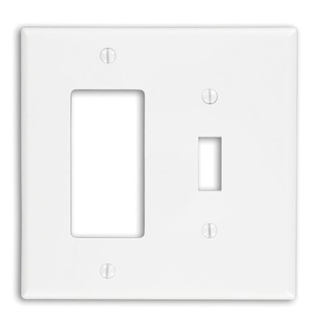 Leviton 80605-W White Midway Two Gang Combination Toggle Switch Decora Wall Plate