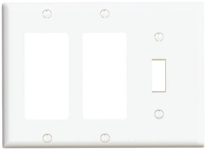 Leviton White 80431-00W 3-gang Thermoset Plastic Decorator/Toggle Wall Plate 1 pk