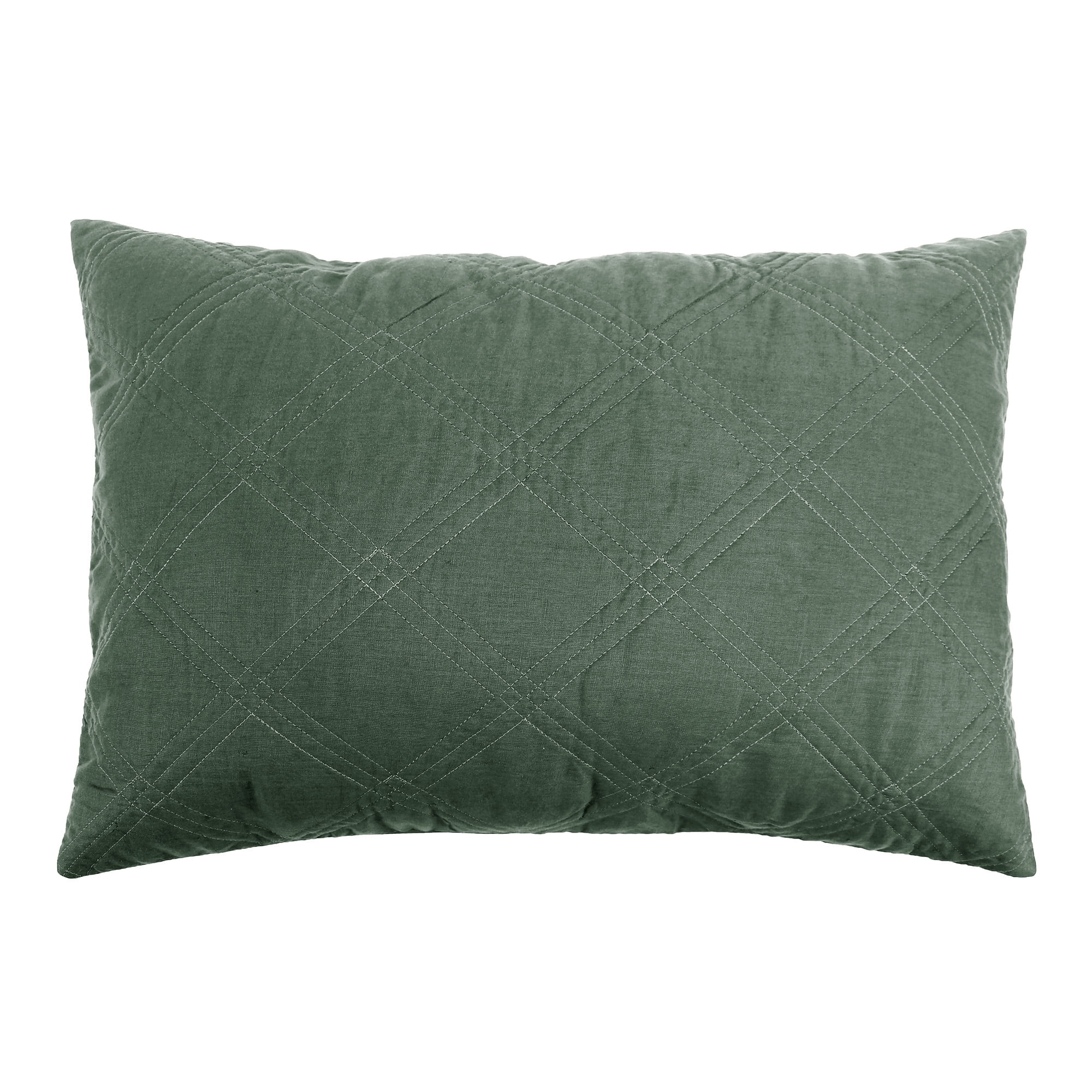 Washed Linen Green Forest Std Quilted Sham w/Flange - Levtex Home