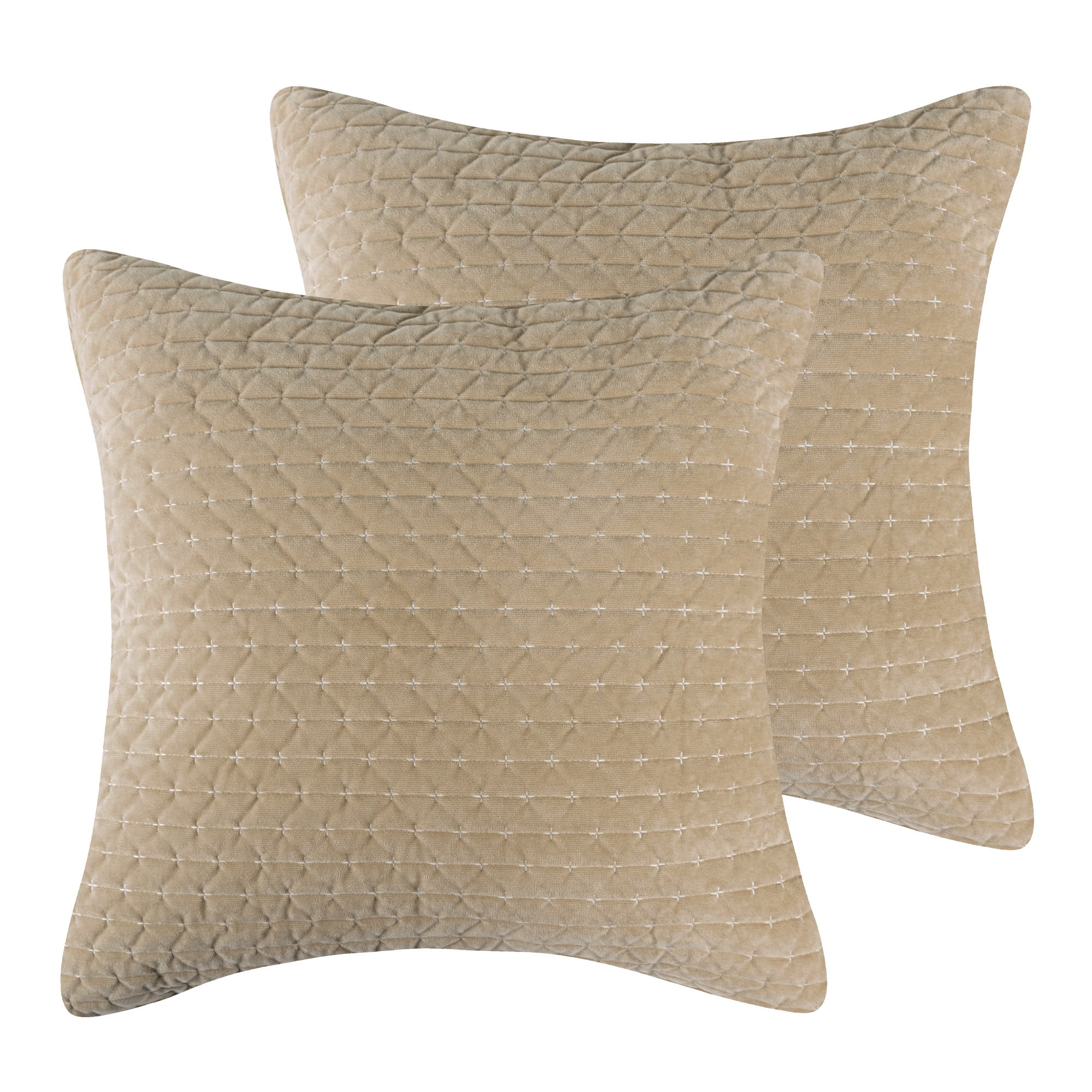 Velvet Stitch Taupe with White Euro Sham Set of 2 - Levtex Home