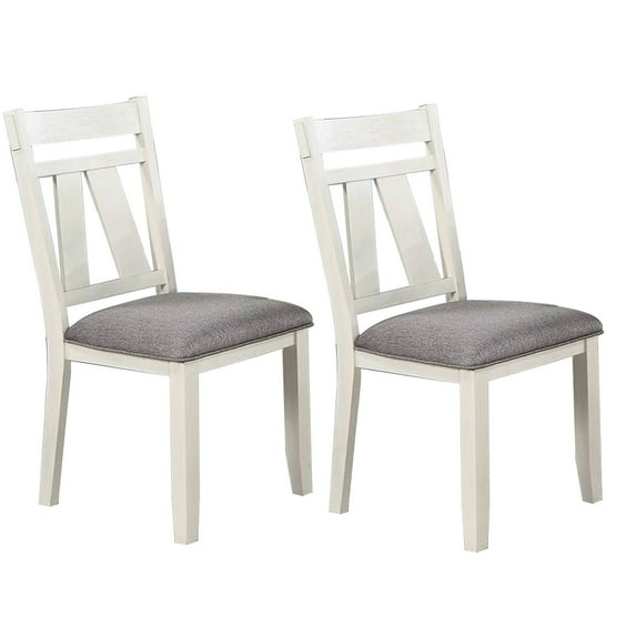 24 in. Lexi Padded Seat Classic Dining Side Chair, Gray & White - Set of 2