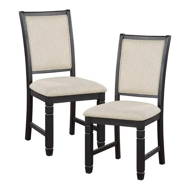 Lexicon 19.5" Fabric Dining Room Side Chair in Beige/Black (Set of 2)
