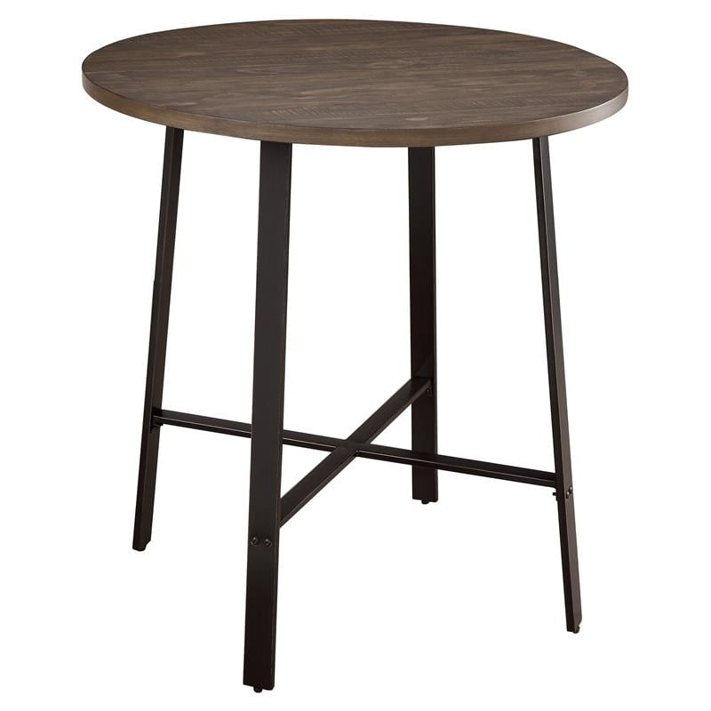 Lexicon Chevre Wood Counter Height Dining Room Round Table in Burnished Brown