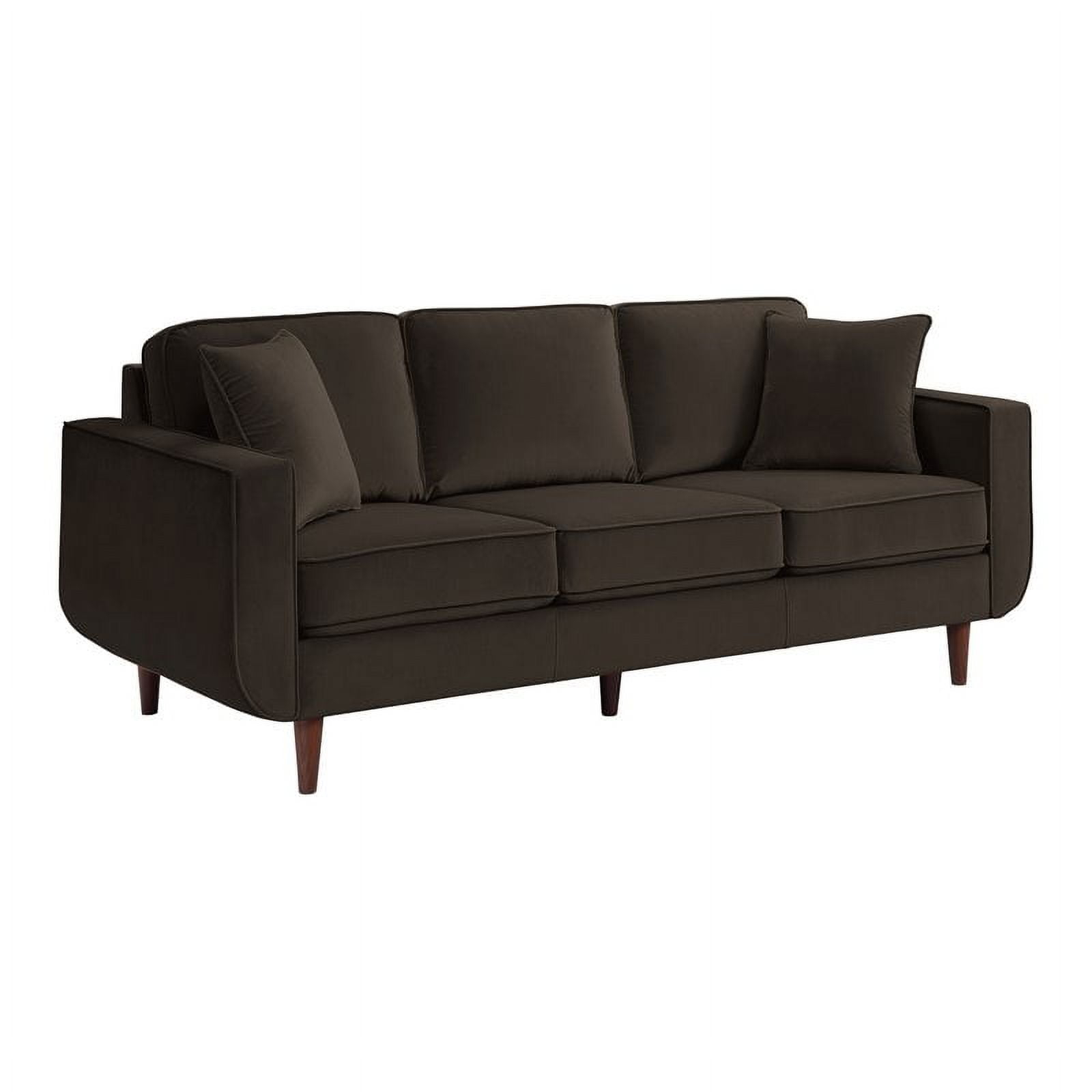 Lexicon Contemporary Solid Wood and Velvet Upholstered Sofa in Chocolate Velvet