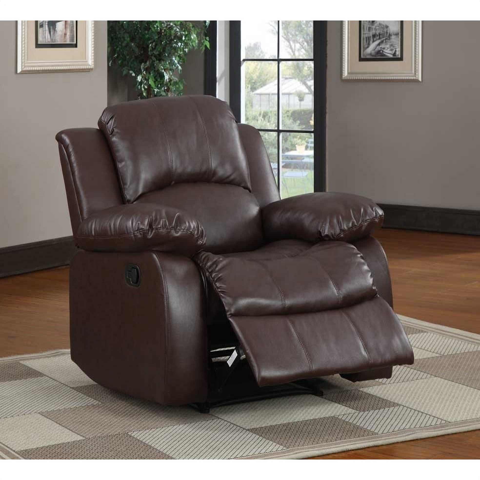 Lexicon Cranley Traditional Faux Leather Reclining Chair in Brown