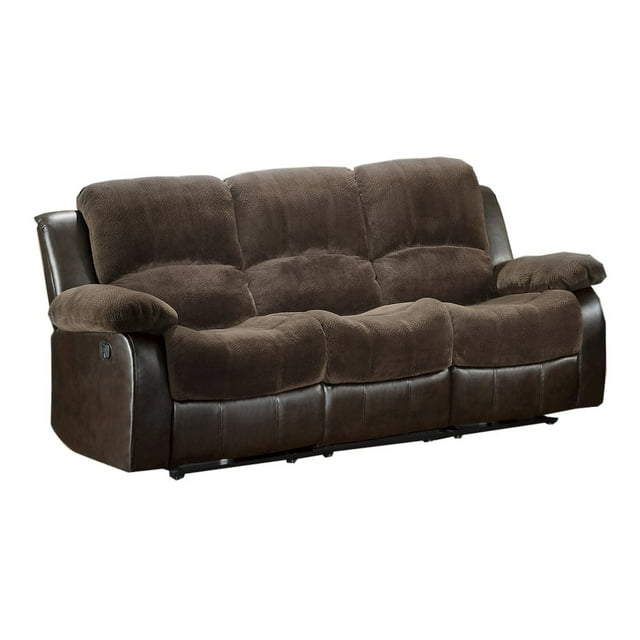 Lexicon Cranley Traditional Microfiber Double Reclining Sofa in Chocolate