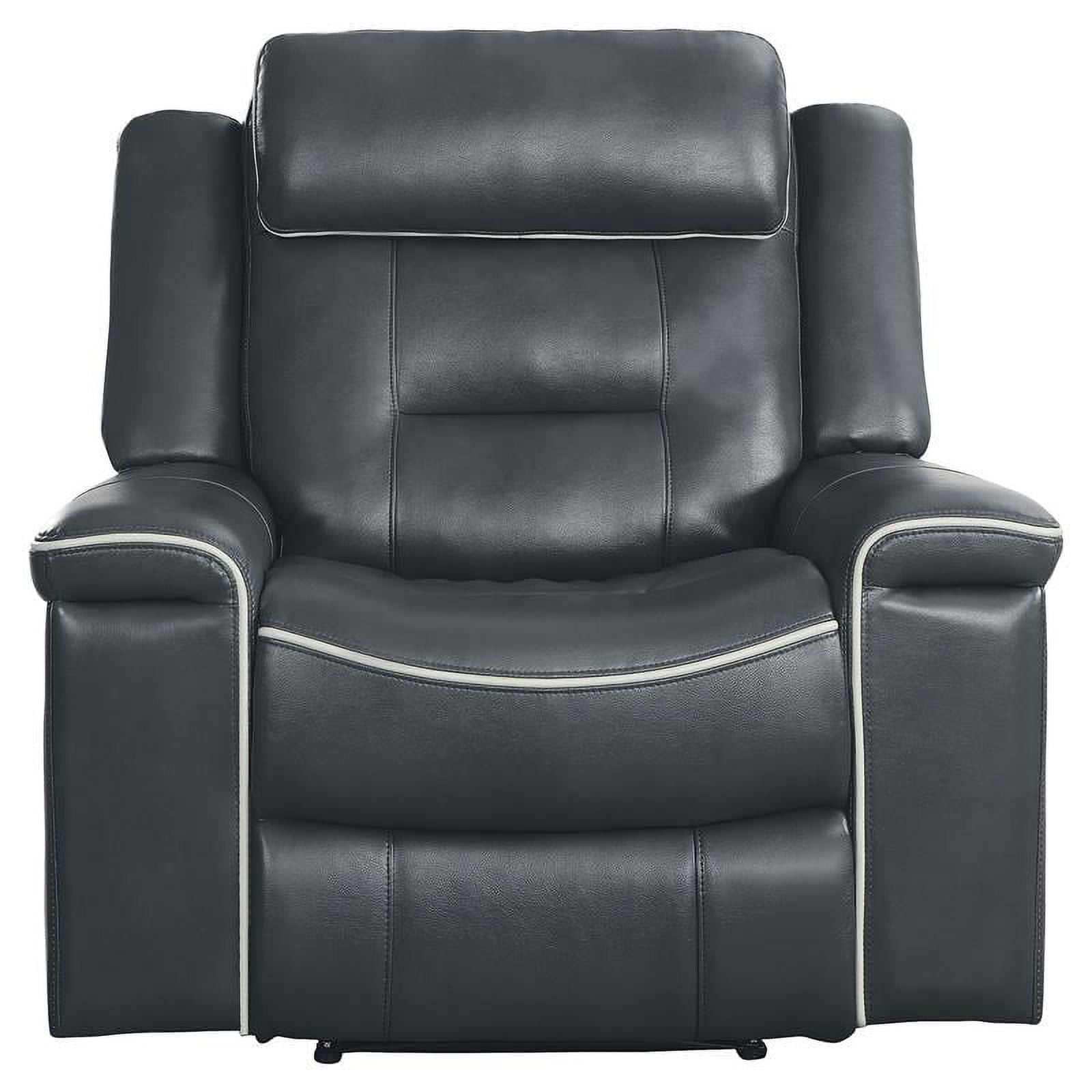 Lexicon Darwan Faux Leather Lay Flat Reclining Chair in Dark Gray