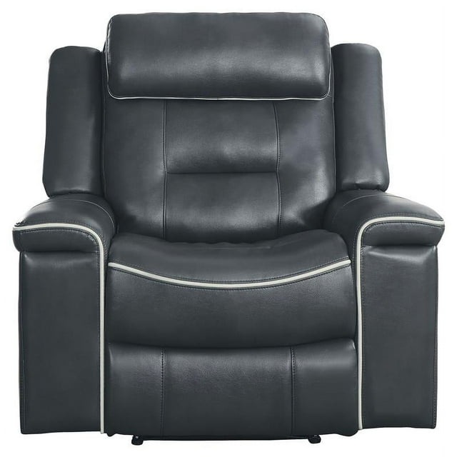 Lexicon Darwan Faux Leather Lay Flat Reclining Chair in Dark Gray