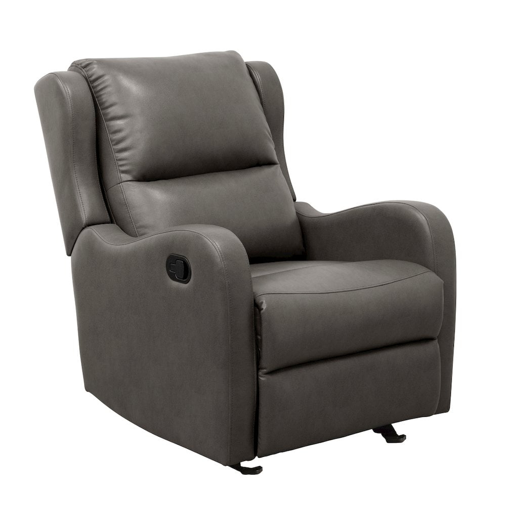 Lexicon Durant Faux Leather Glider Manual Recliner in Gray