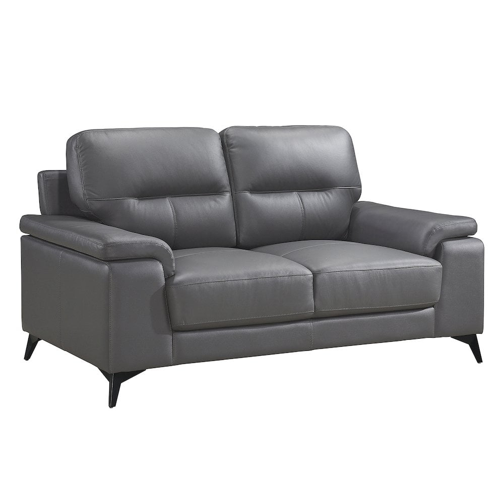 Lexicon Mischa Leather Match Loveseat in Dark Gray