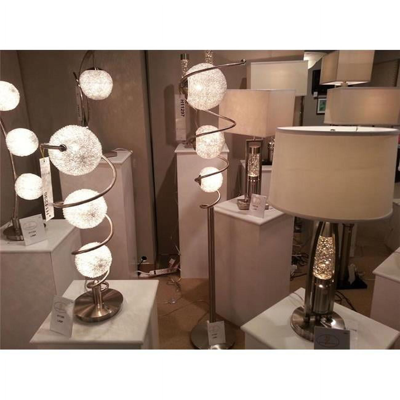 Lexicon Diya Modern Metal Base Floor Lamp in Satin Nickel