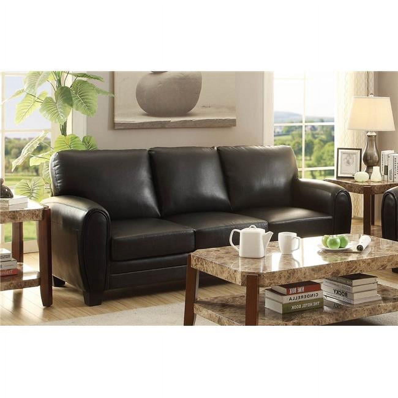 Lexicon Rubin Bonded Leather Sofa in Black