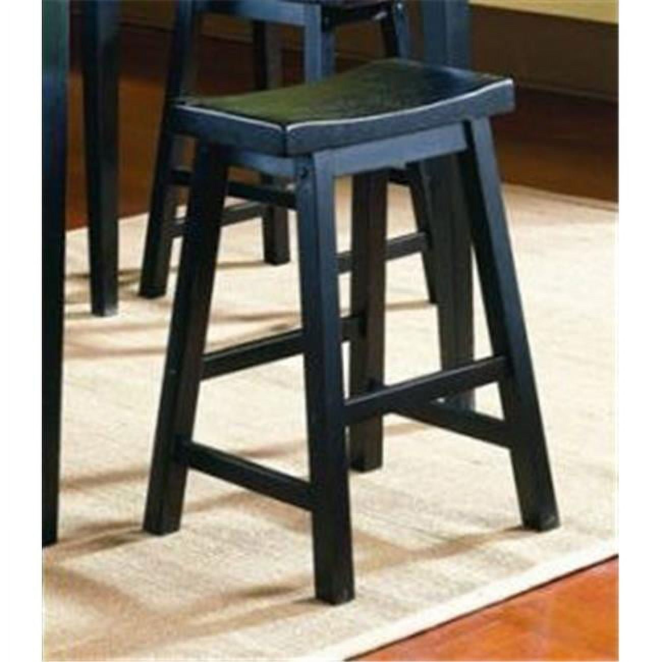 Lexicon Saddleback 24" Solid Wood Counter Stool in Black (Set of 2)