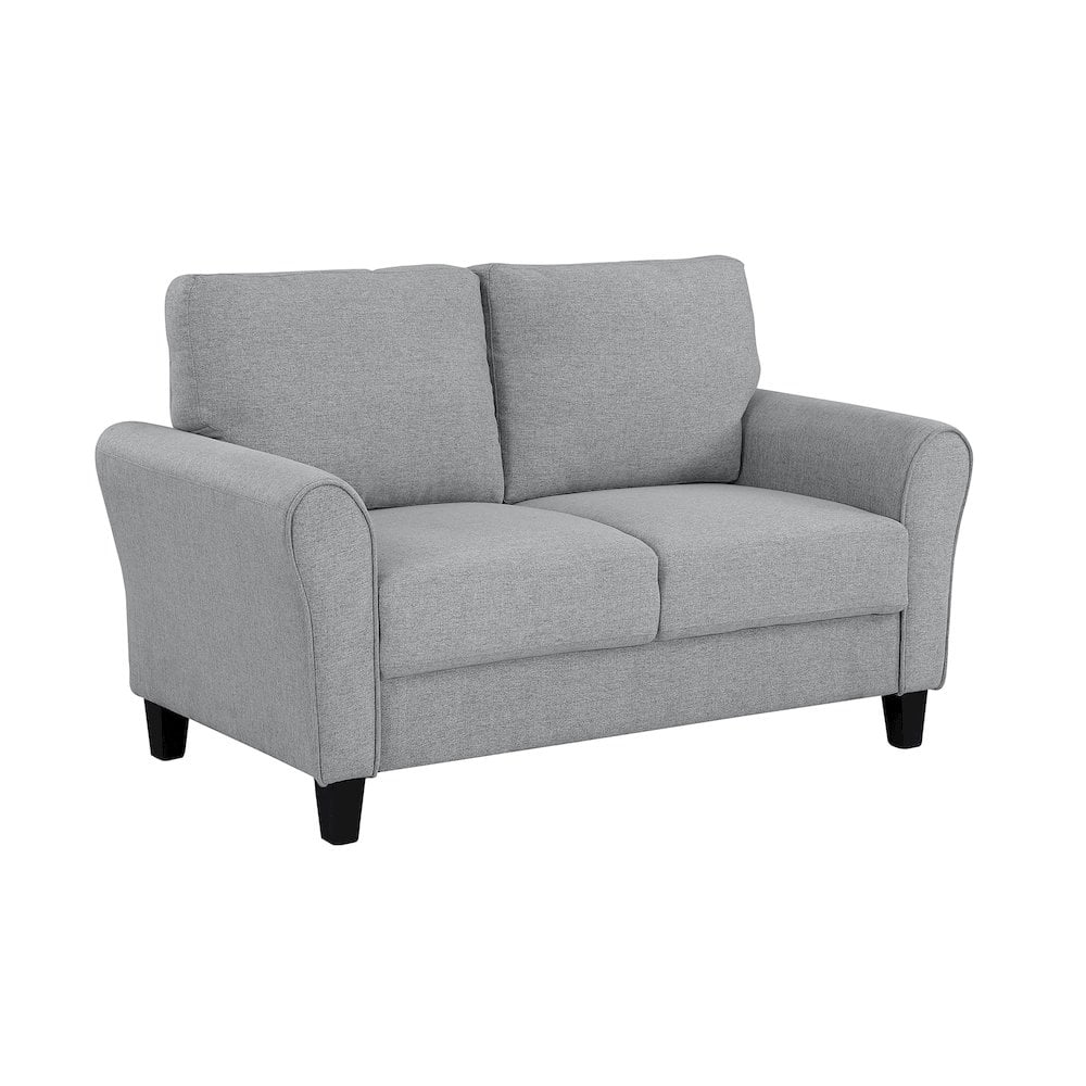 Lexicon Transitional Solid Wood and Polyester Love Seat in Dark Gray/Black