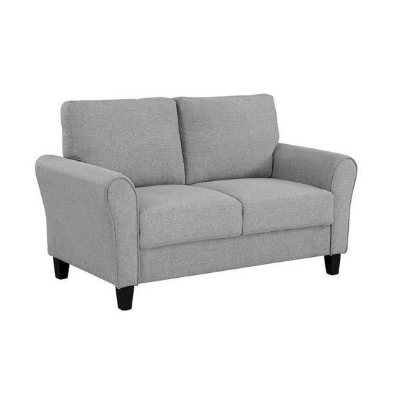 Lexicon Transitional Solid Wood and Polyester Love Seat in Dark Gray/Black