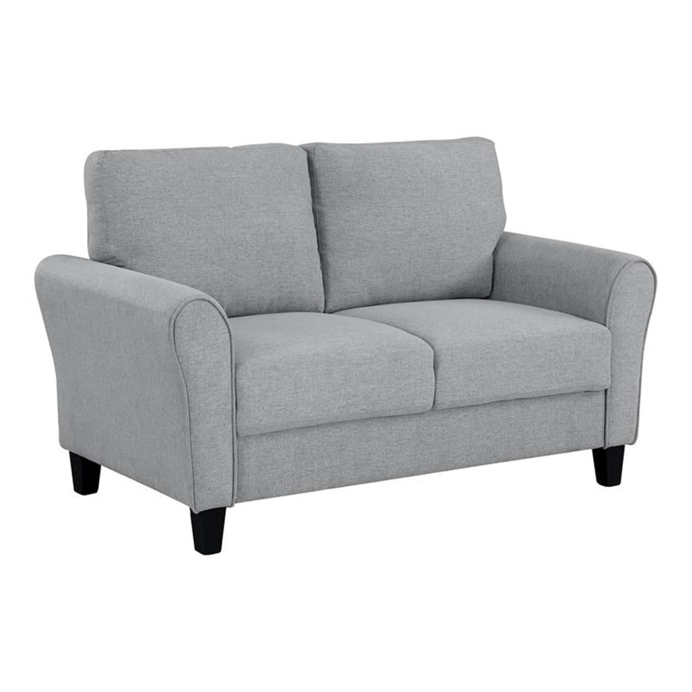 Lexicon Transitional Solid Wood and Polyester Love Seat in Dark Gray/Black