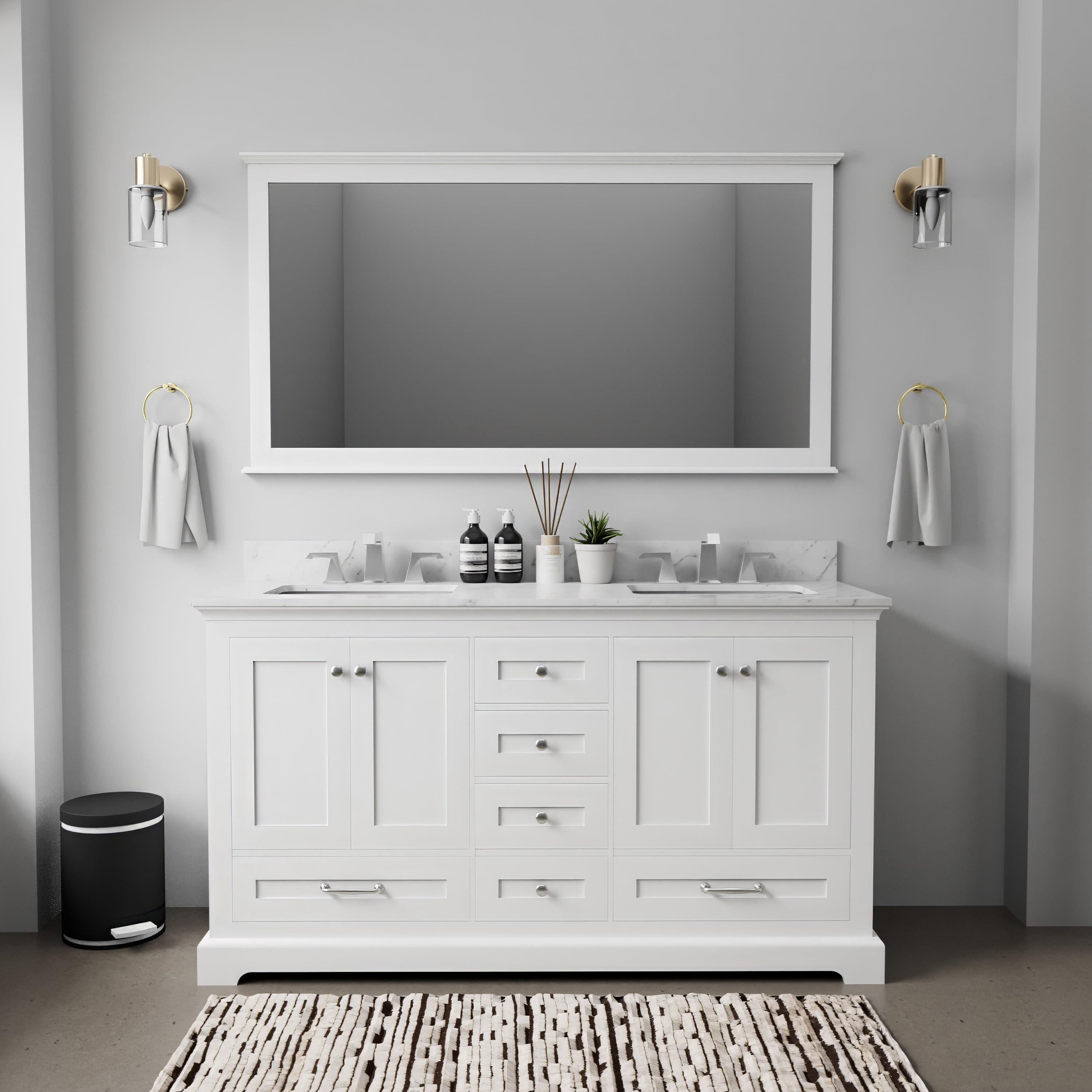 Lexora Home Dukes 60" Double Vanity with Mirror in White