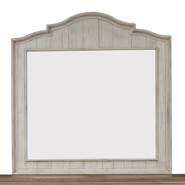 Liberty Furniture Farmhouse Reimagined Mirror in Antique White w/ Chestnut Top
