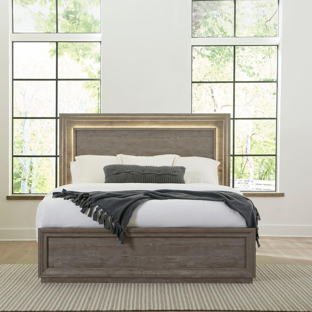 Liberty Furniture Horizons Contemporary Wood Queen Panel Bed in Graystone