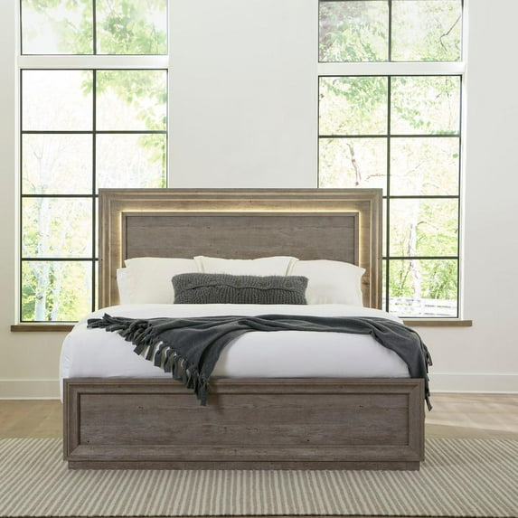 Liberty Furniture Horizons Contemporary Wood Queen Panel Bed in Graystone