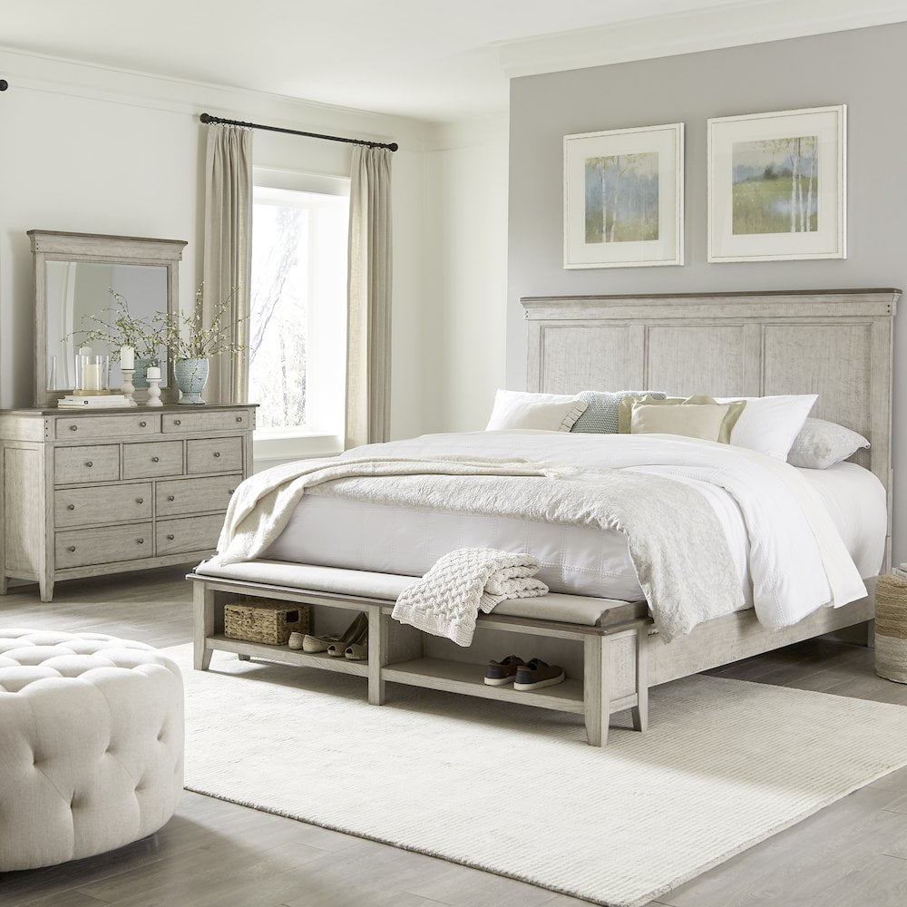 Liberty Furniture King Storage Bed, Dresser & Mirror in Poplar Solids w/ Pine & Alder Veneers