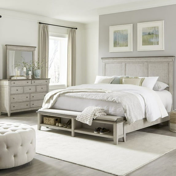 Liberty Furniture King Storage Bed, Dresser & Mirror in Poplar Solids w/ Pine & Alder Veneers
