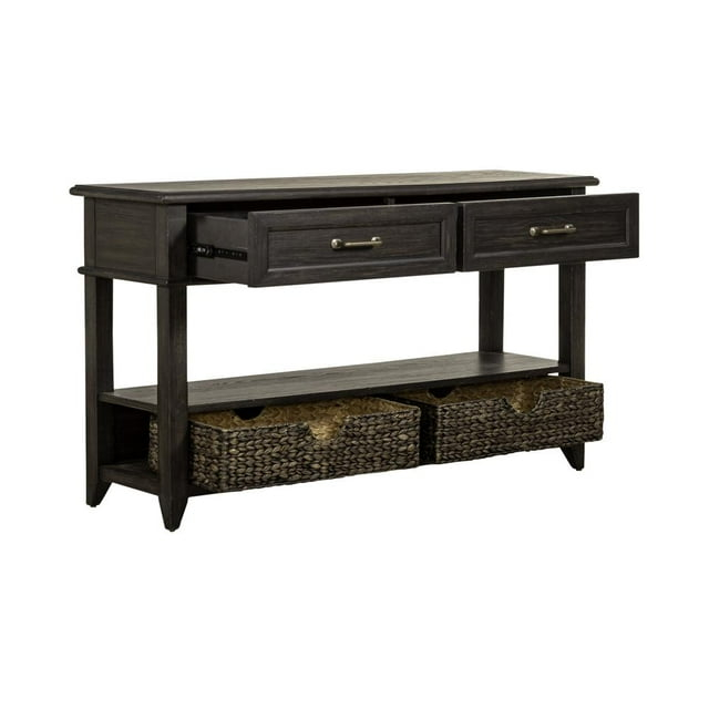 Liberty Furniture Mill Creek 2-Drawer Wood Sofa Table in Peppercorn Espresso
