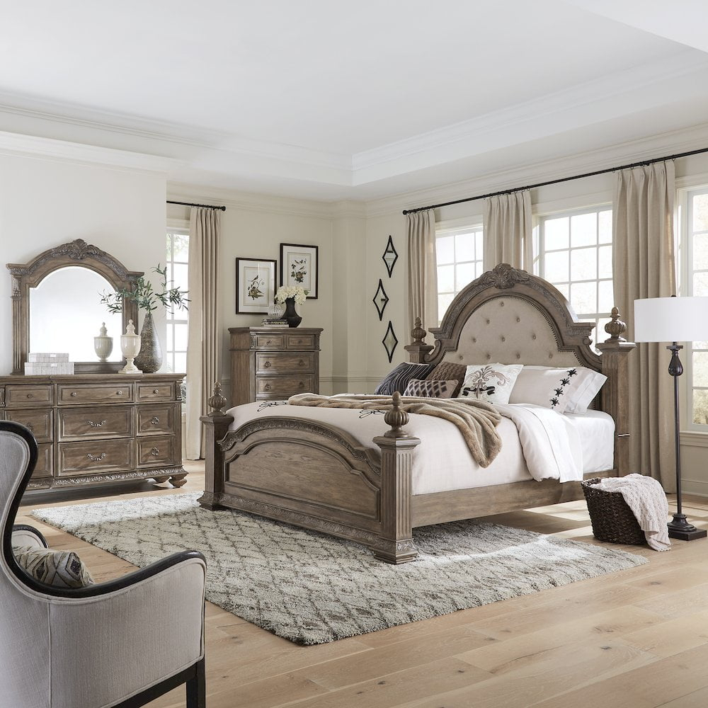 Liberty Furniture Queen Poster Bed, Dresser & Mirror, Chest