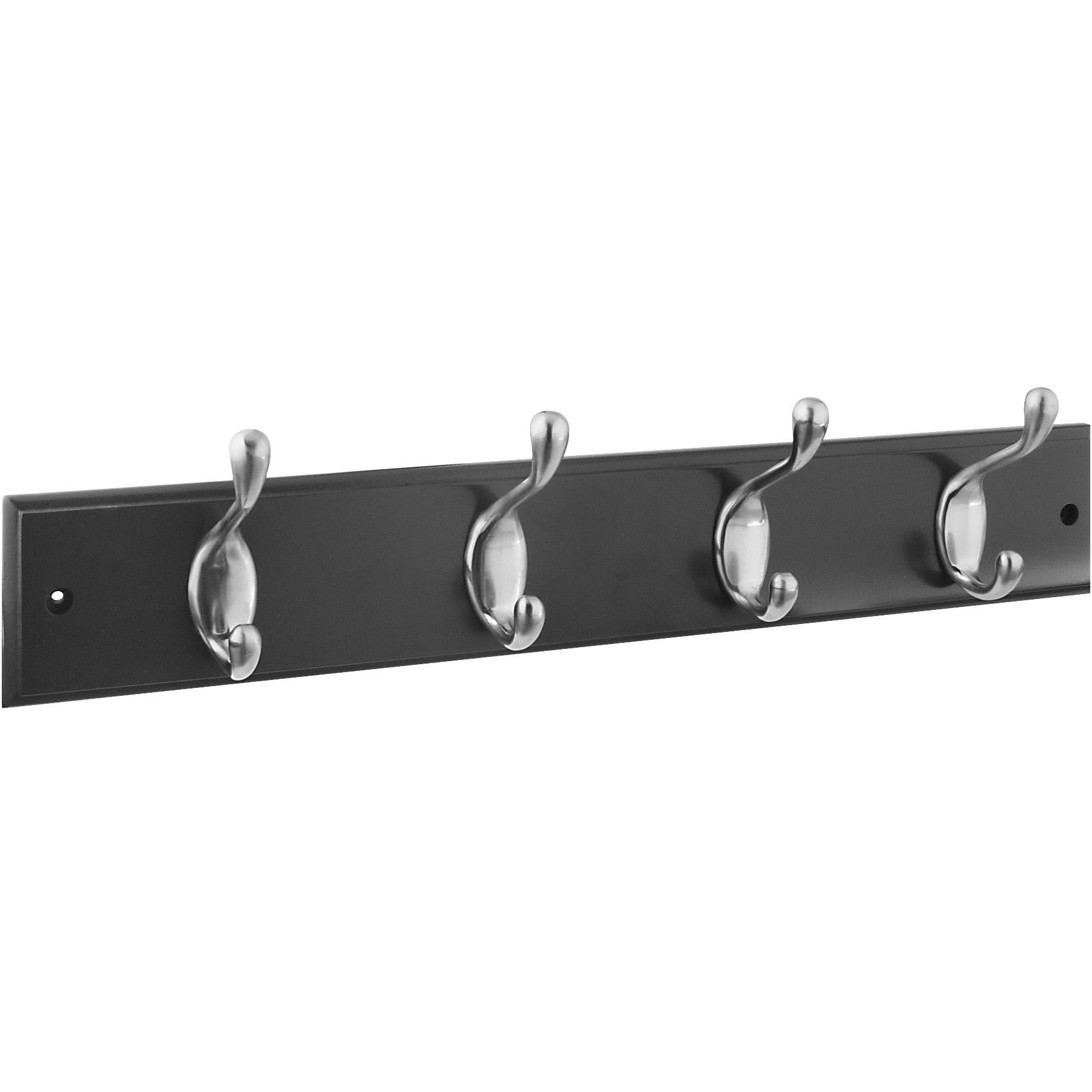 Liberty Hardware 260595 18 in. Coat & Hat Hook Rail, Black Wood Grain & Nickel