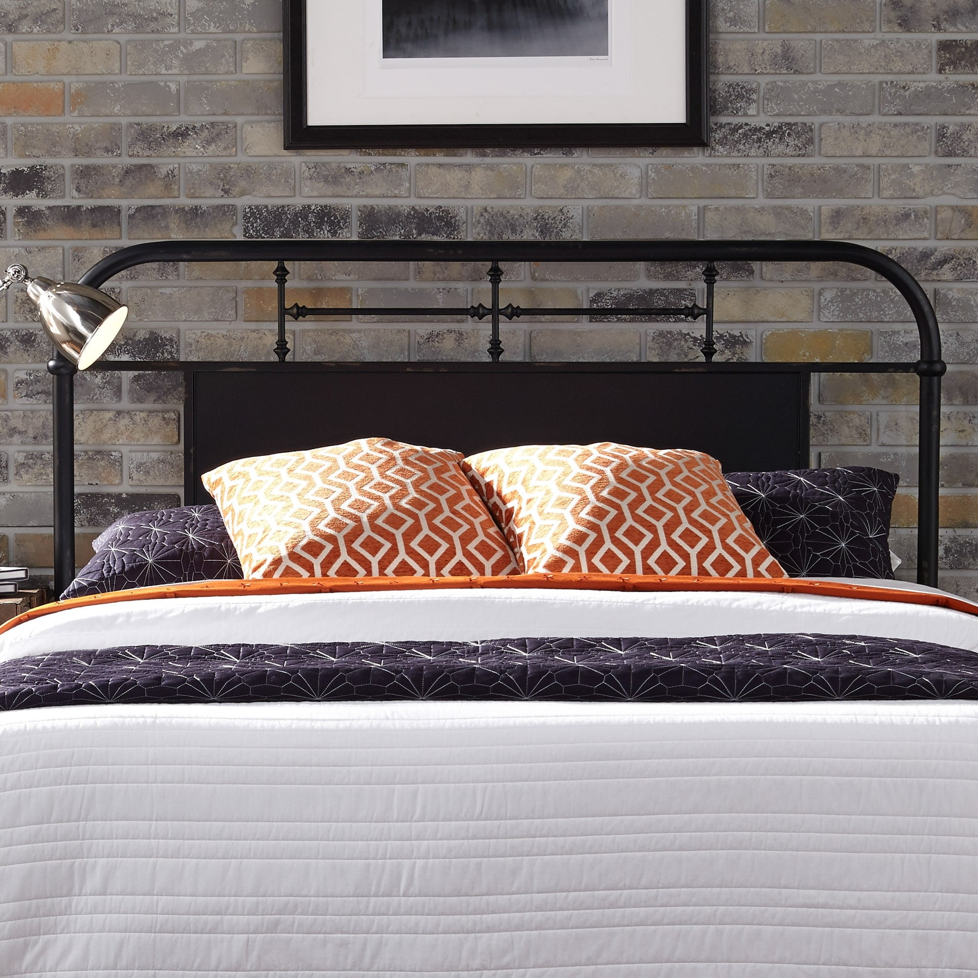 Liberty Vintage Series Distressed Queen Metal Headboard Black