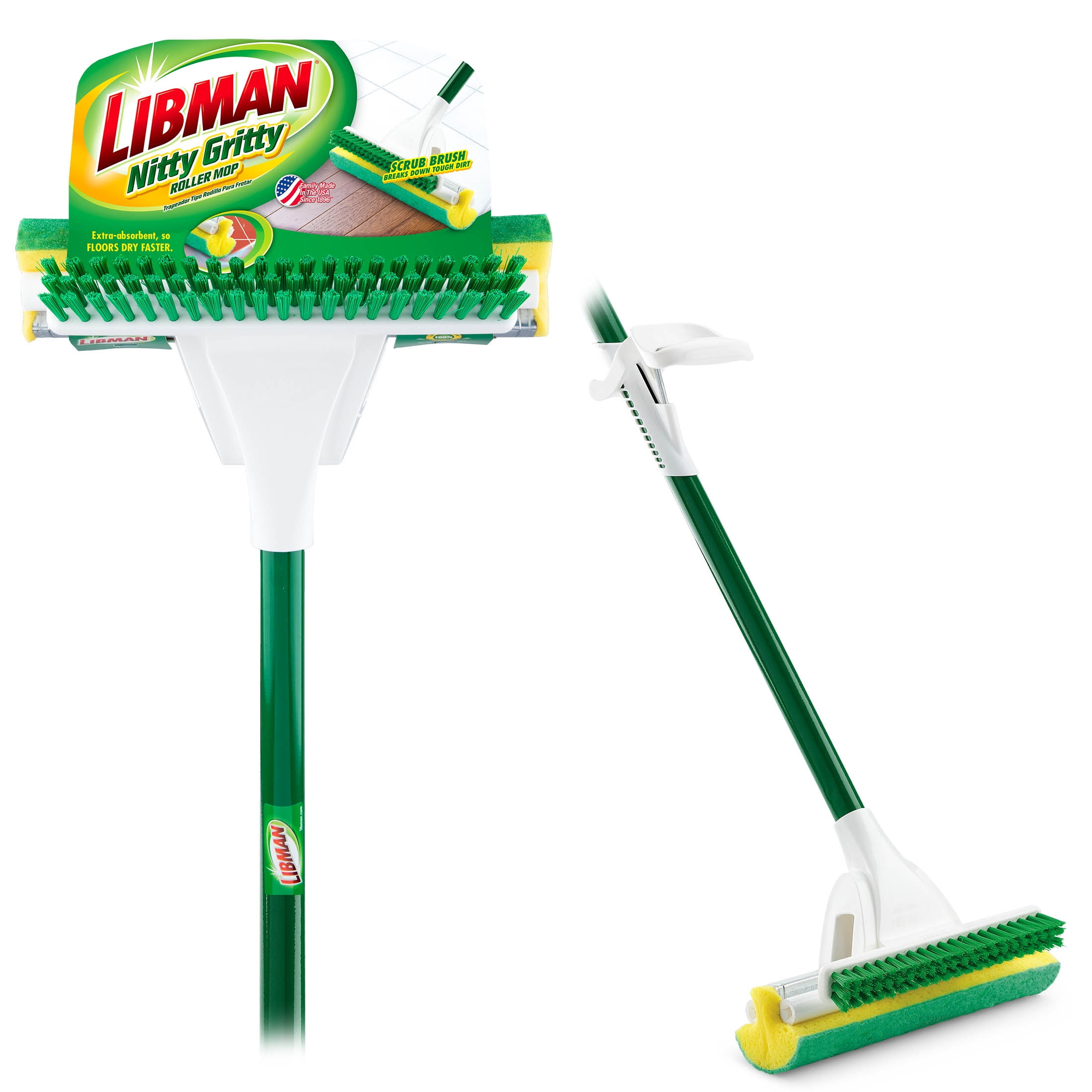 Libman Nitty Gritty Roller Sponge Mop with Scrub Brush