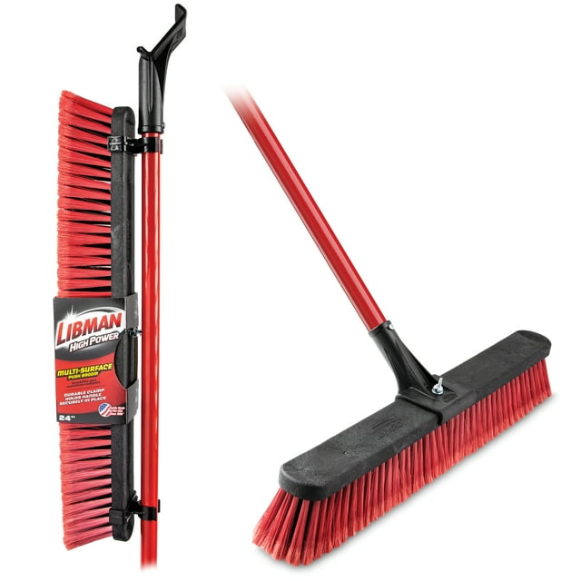Libman 24" Black and Red Multi-Surface Industrial Push Broom