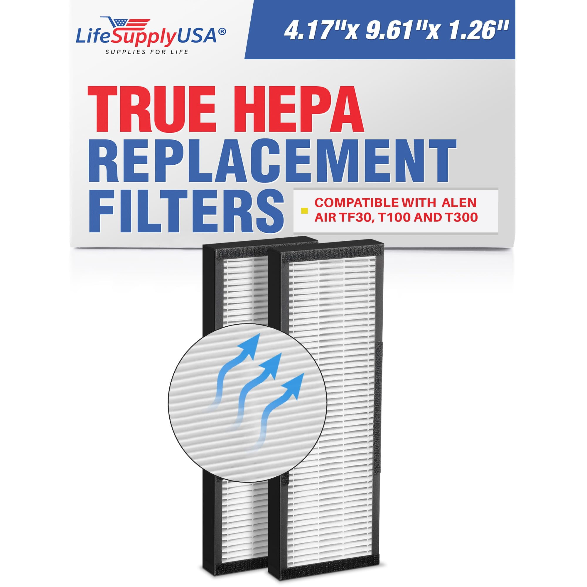 LifeSupplyUSA True HEPA Filter Replacement Compatible with Alen TF30 for T100 and T300 Air Purifier