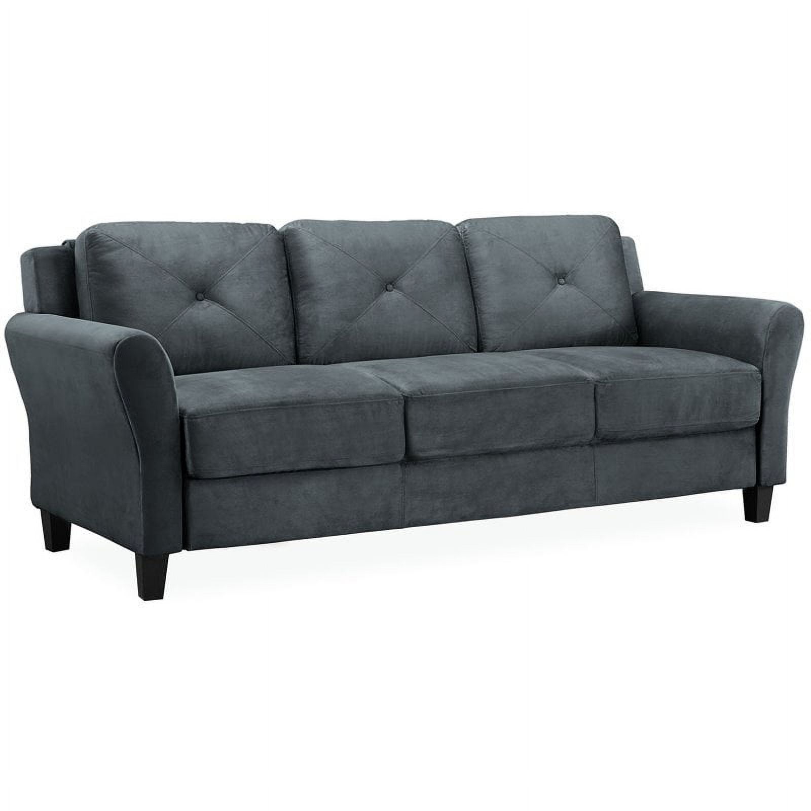 Lifestyle Solutions Taryn Traditional Sofa with Rolled Arms, Dark Gray Fabric