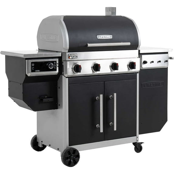 Lifetime 4 Burner Gas Grill and Wood Pellet Smoker Combo, Wifi and Bluetooth Control Technology