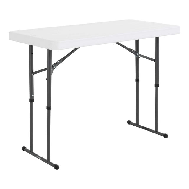 Lifetime Mesa Plegable Rectangular Ajustable de 4 Pies, Grado Comercial Interior/exterior, Granito Blanco (80160)