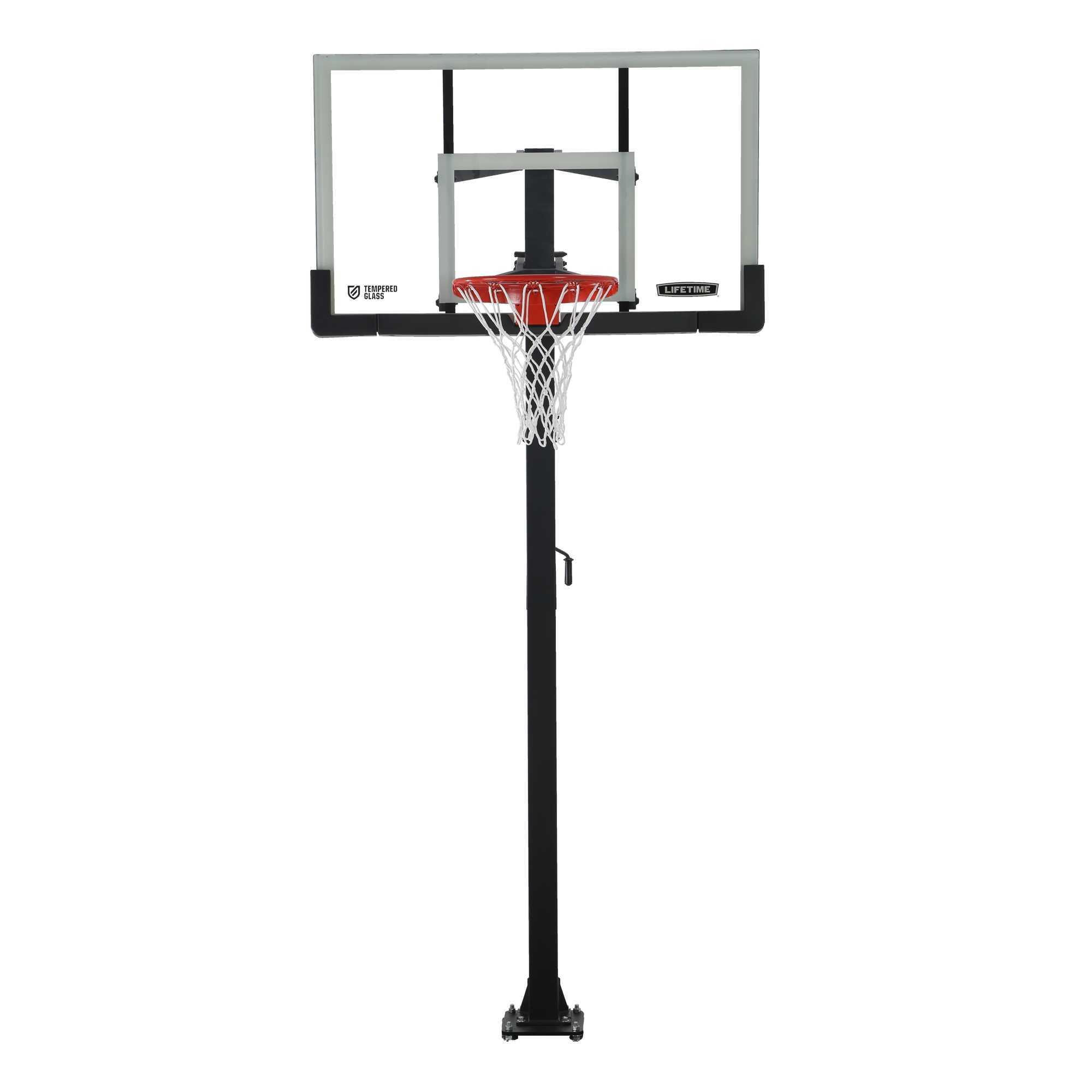 Lifetime New Adjustable Bolt Down Basketball Hoop (60-inch Tempered Glass), 90569