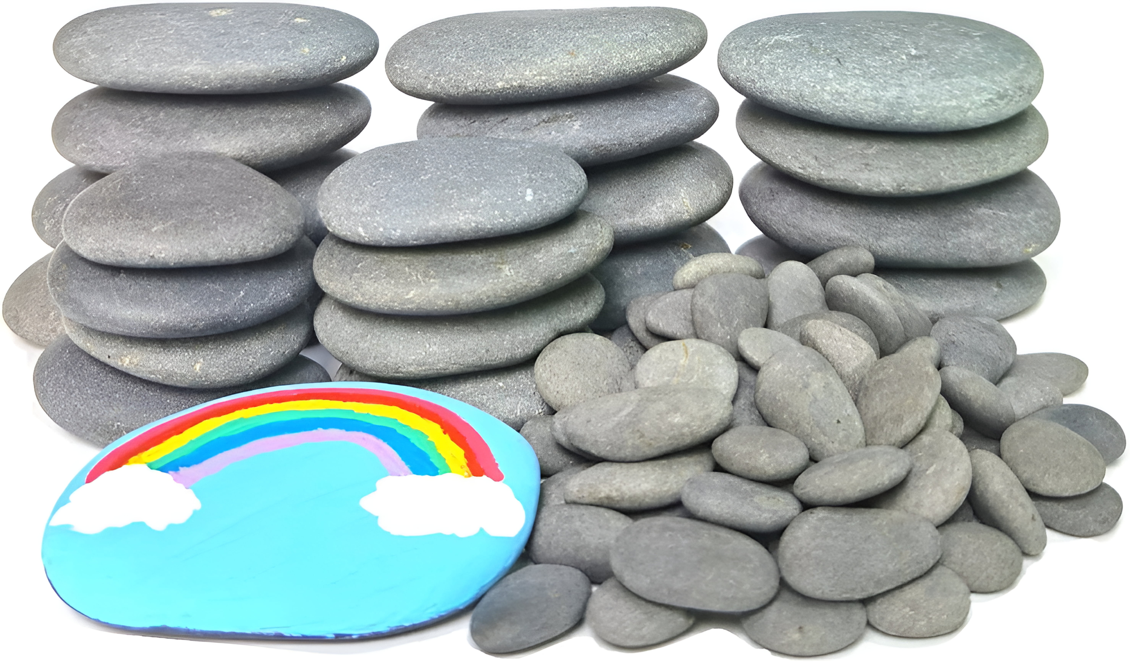 CYLHCM 120 PCS Rocks for Painting, Medium/Small/Tiny Rocks for Painting, Flat DIY Painting Rocks with 30PCS Wiggle Googly Eyes, Smooth Kindness Rocks for Crafts, Arts,Decoration,Hand Picked Stones
