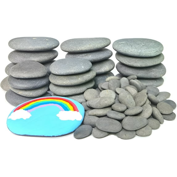 CYLHCM 120 PCS Rocks for Painting, Medium/Small/Tiny Rocks for Painting, Flat DIY Painting Rocks with 30PCS Wiggle Googly Eyes, Smooth Kindness Rocks for Crafts, Arts,Decoration,Hand Picked Stones