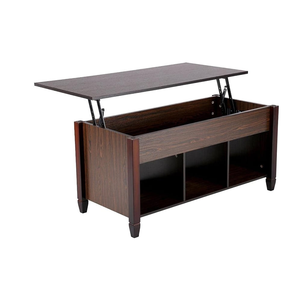 Yaheetech Wood Lift Top Coffee Table with Hidden Storage and Shelf, Espresso Coffee Tea Table with Lift Top, Home Living Room Furniture