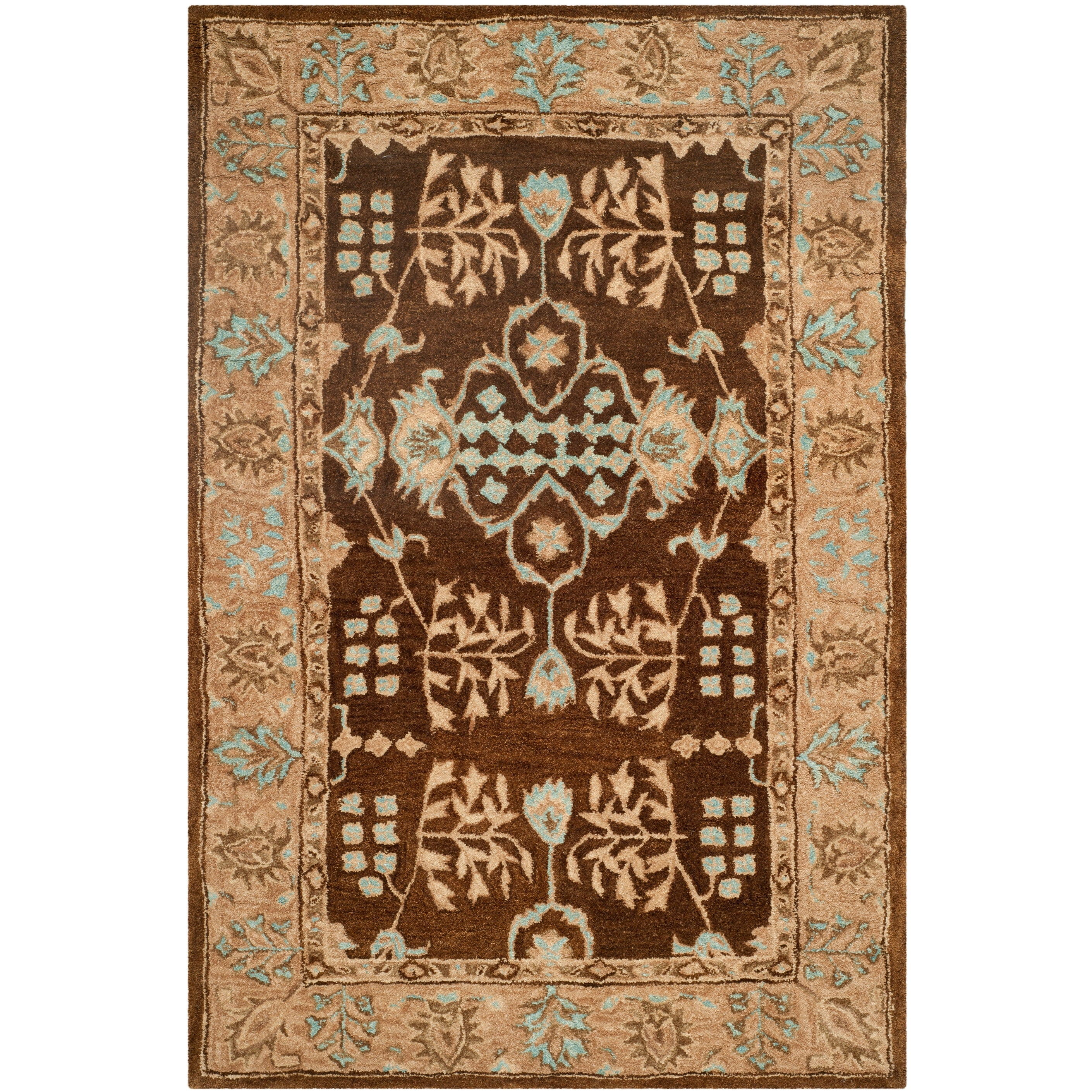 Safavieh  Handmade Taj Mahal Craciunita Traditional Oriental Wool Rug Light Brown/Beige 9' x 12' 9' x 12' Indoor Living Room, Bedroom, Dining Room