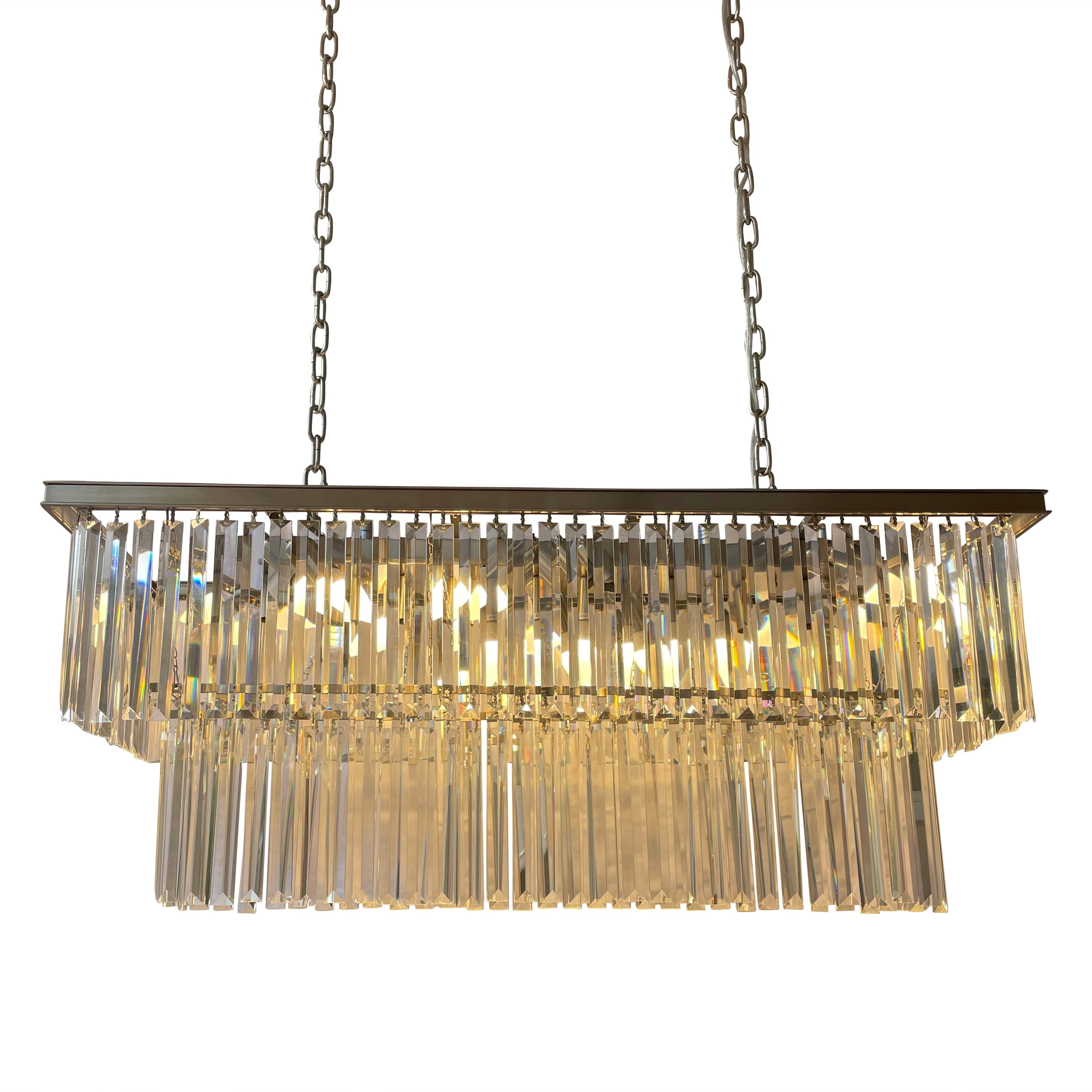 LightUpMyHome D'Angelo 40 Inch Clear Glass Crystal Prism Chandelier - N/A Brushed Nickel 13 Brushed Adjustable Nickel